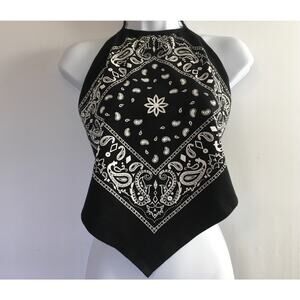 Fashion Magazine Retro Bandana Crop Top Sz Small Y2K 90’s Vintage Hobo Romantic